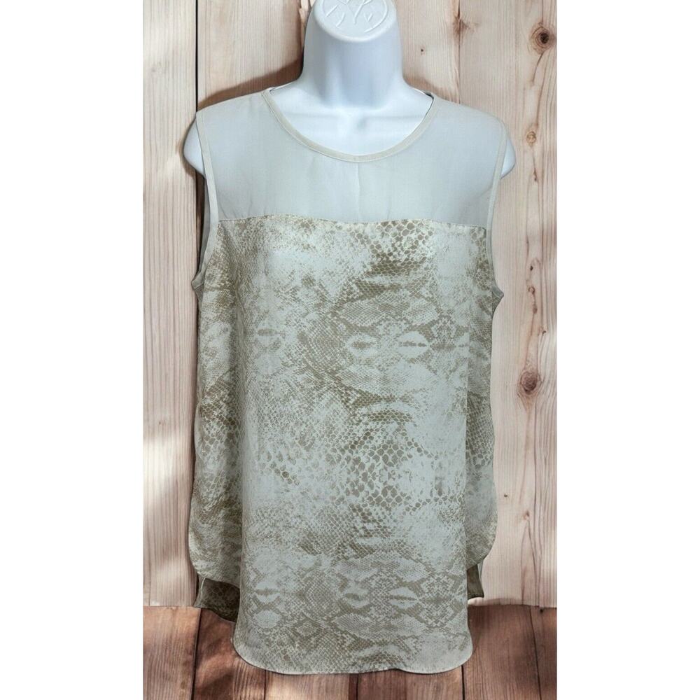Vince Camuto Snakeskin Animal Print Sleeveless Blouse Sz Medium Loose Fit Top